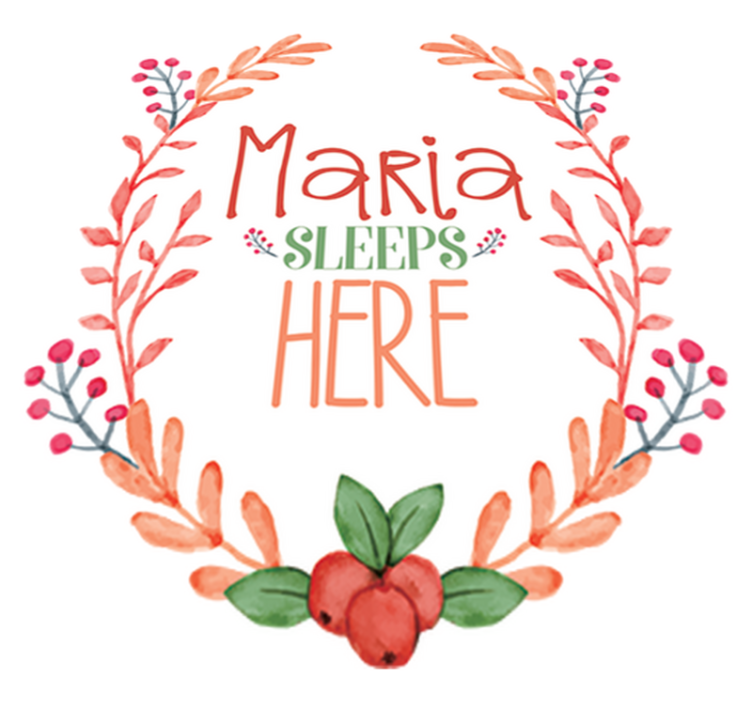 Kids vinyl rug with name sleeps here - TenStickers