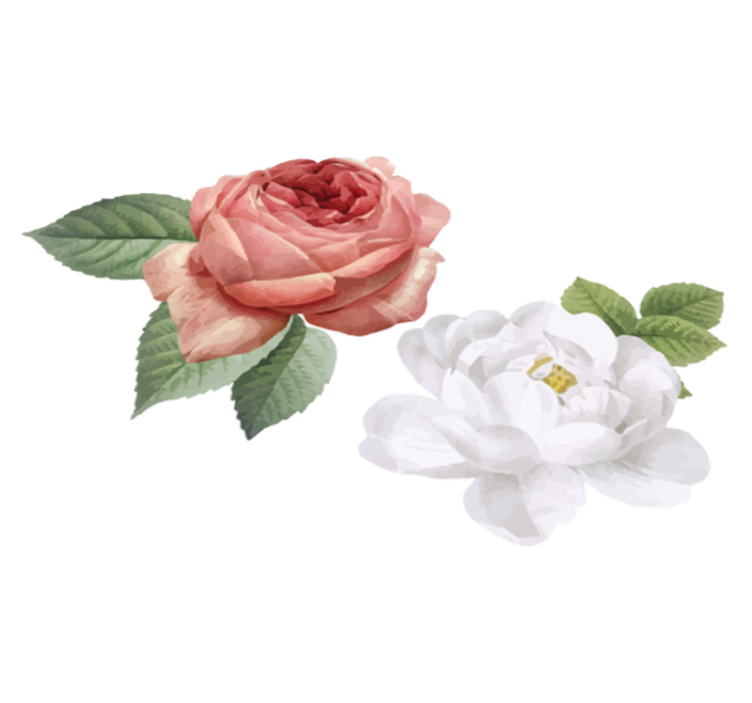 Bedroom vinyl rug with white and pink roses - TenStickers