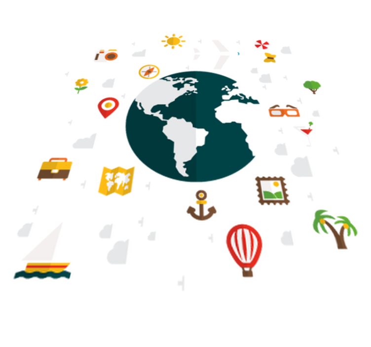 Bedroom vinyl rug a world of travel - TenStickers