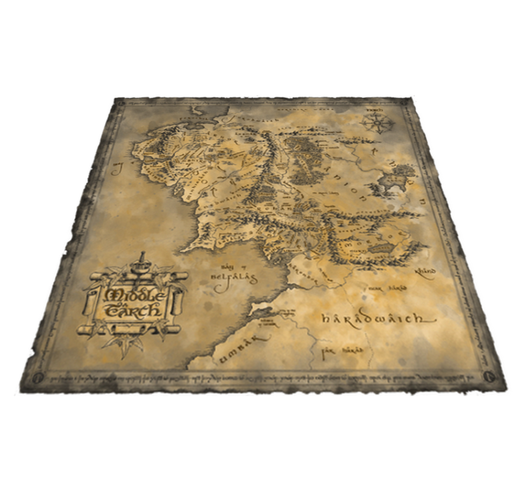 World map vinyl rug middle earth decorative vinyl - TenStickers