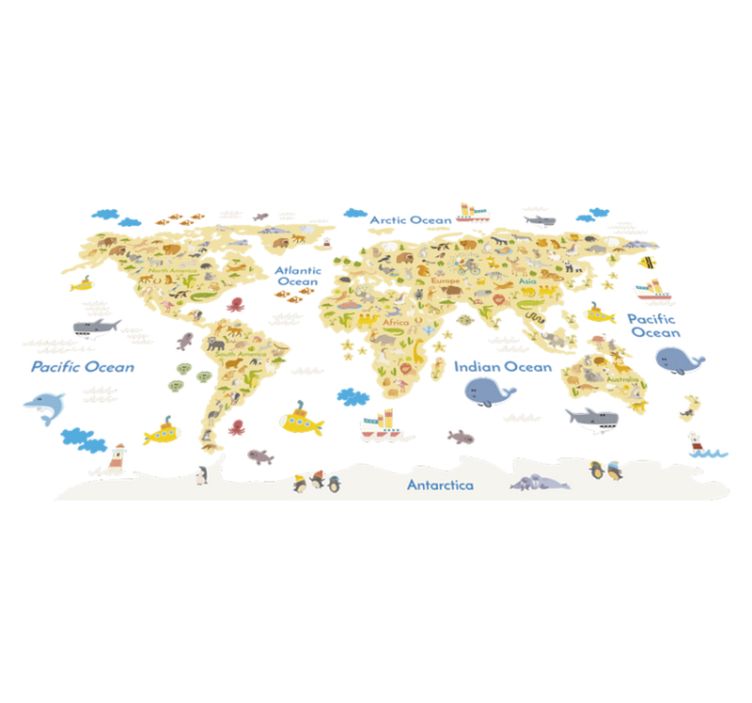 World map vinyl rug animal design en - TenStickers