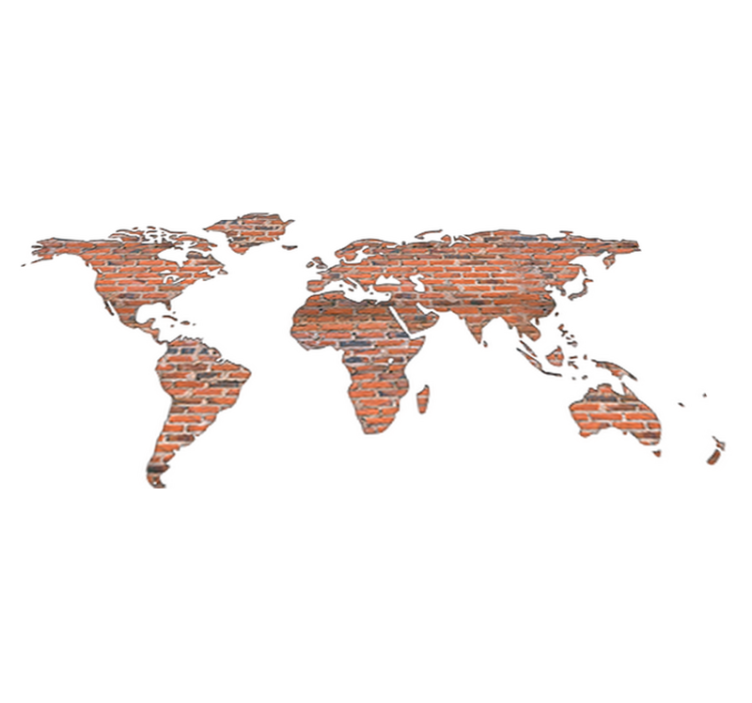 World map vinyl rug brick wall mural - TenStickers