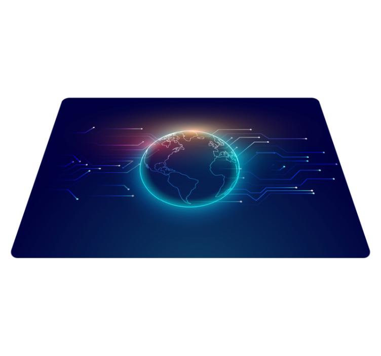 World map vinyl rug geometric telecommunication map - TenStickers