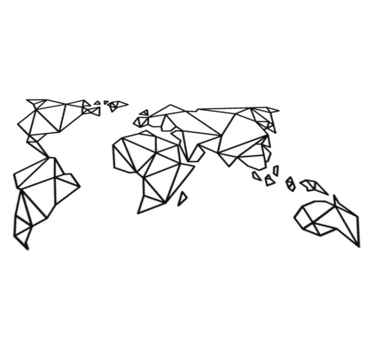 World map vinyl rug origami decorative vinyl - TenStickers