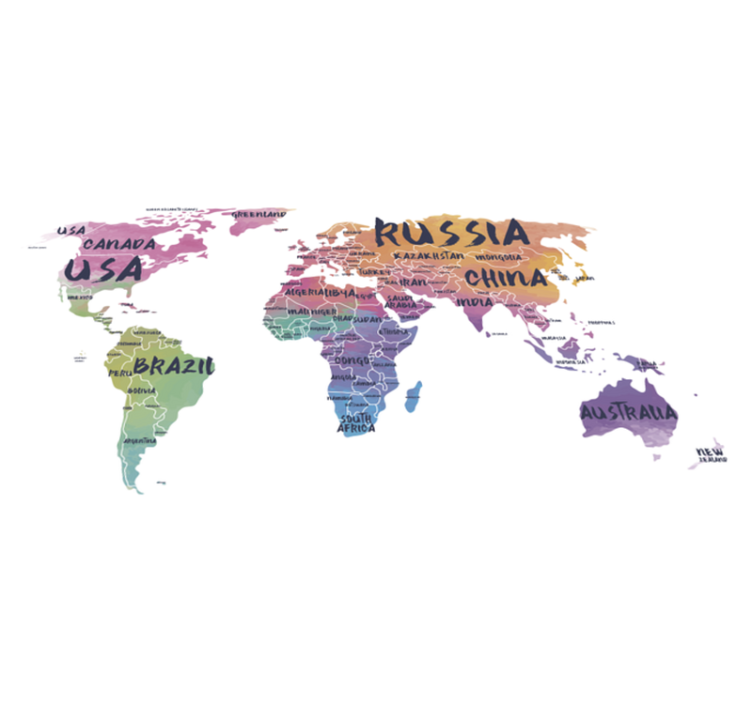 World map vinyl rug world map lettering decal - TenStickers