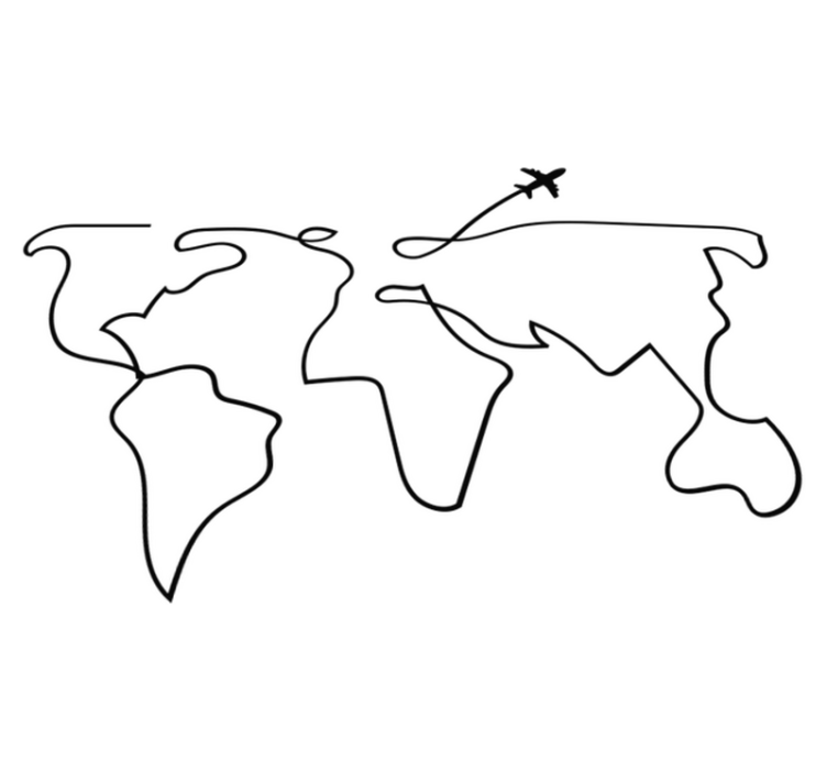 World map vinyl rug world map plane - TenStickers