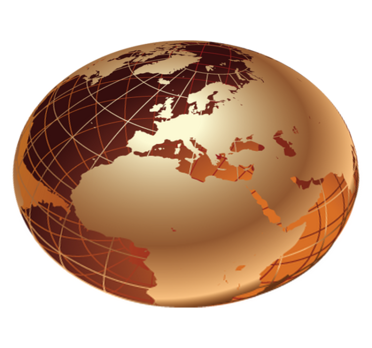 World map vinyl rug golden world map europe - TenStickers