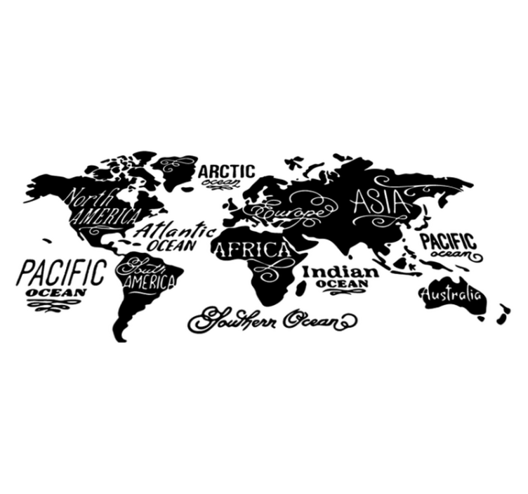 World map vinyl rug detailed design - TenStickers