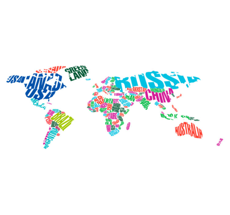 World map vinyl rug colorful countries design - TenStickers