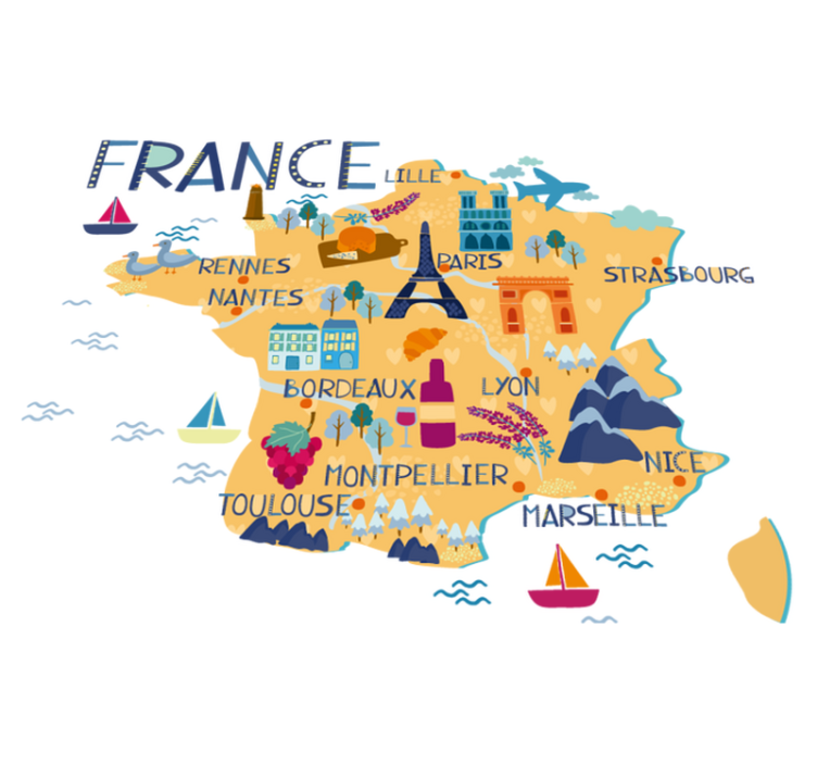 World map vinyl rug travel vinyl france - TenStickers