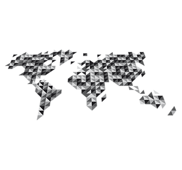 World map vinyl rug in grayscale design - TenStickers