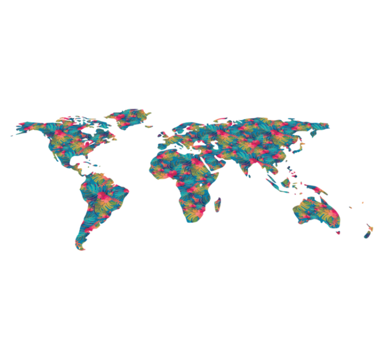 World map vinyl rug jungle print - TenStickers