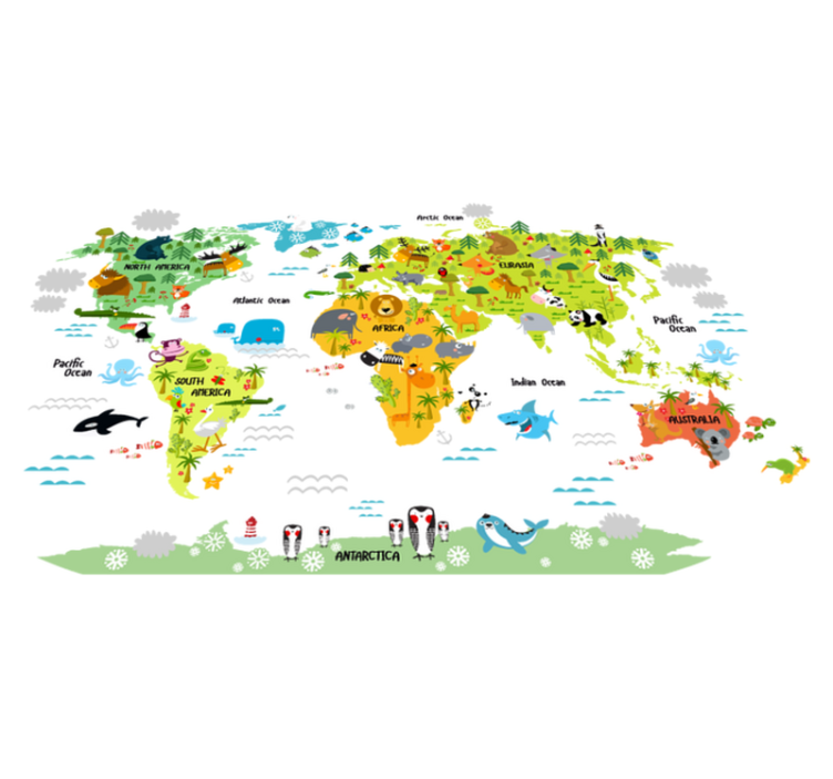 World map vinyl rug animal world map vinyl rug - TenStickers