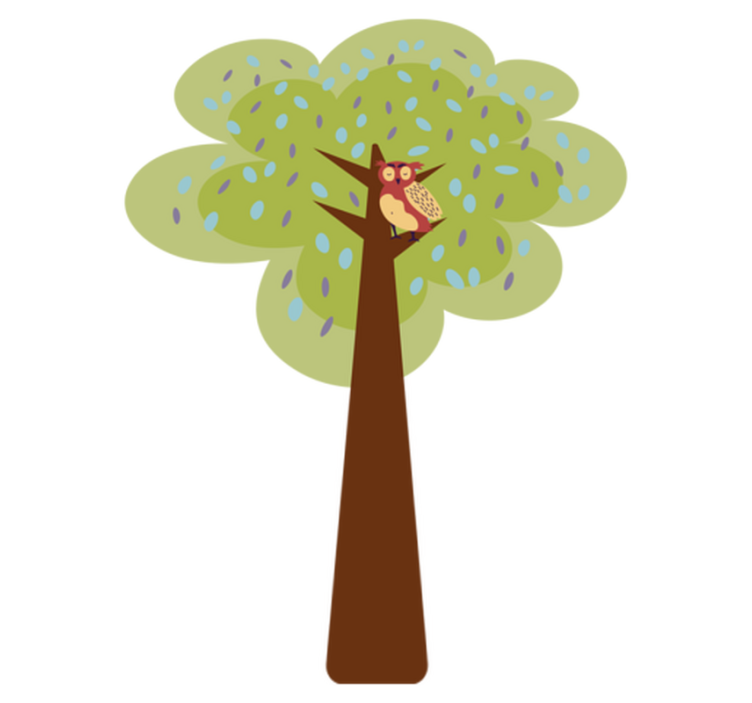 Kids vinyl rug colorful tree with owl design - TenStickers