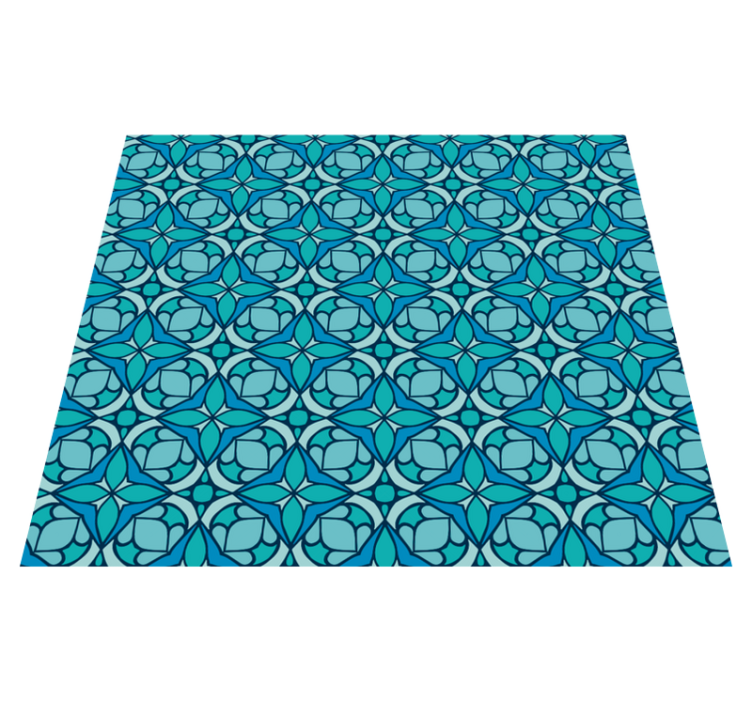 Vinyl rug bathroom with blue wallpaper design - TenStickers