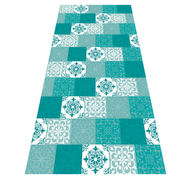 Vinyl rug bathroom in turquoise tile design - TenStickers