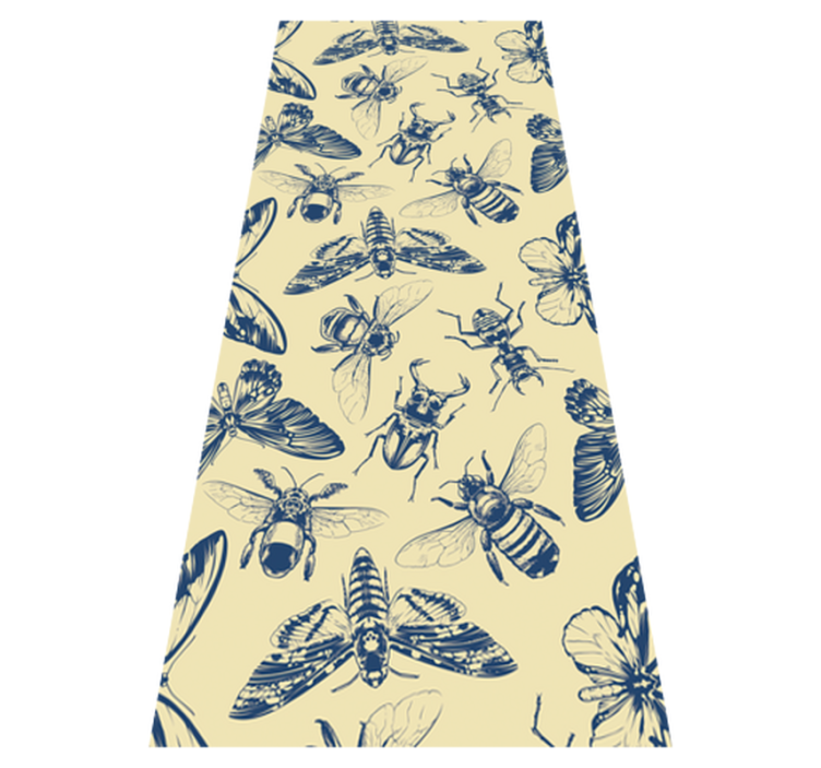 Vinyl rug bathroom with blue and yellow bees and butterflies - TenStickers