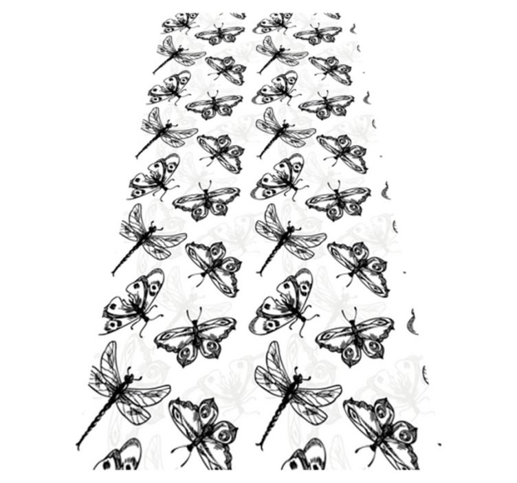 Vinyl rug bathroom black and white dragonfly pattern - TenStickers