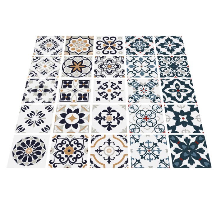 Kitchen vinyl rug vintage tile decals - TenStickers