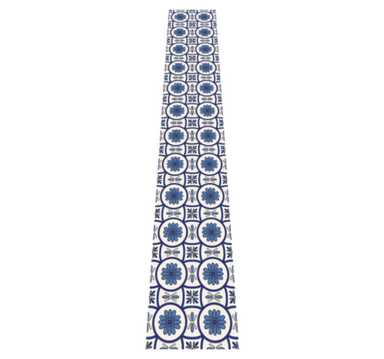 Kitchen vinyl rug with blue floral portuguese tile - TenStickers