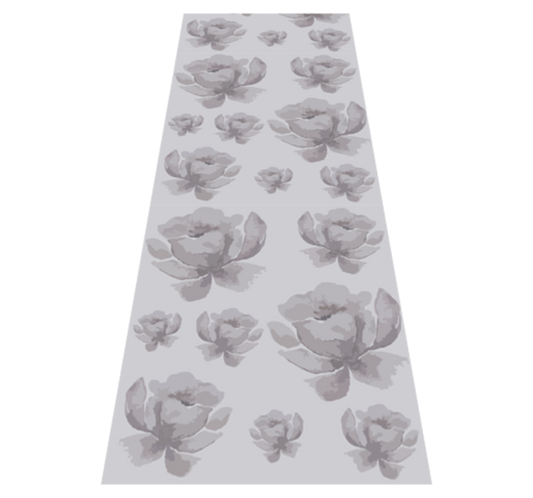 Gray 80's floral pattern bedroom vinyl rug - TenStickers