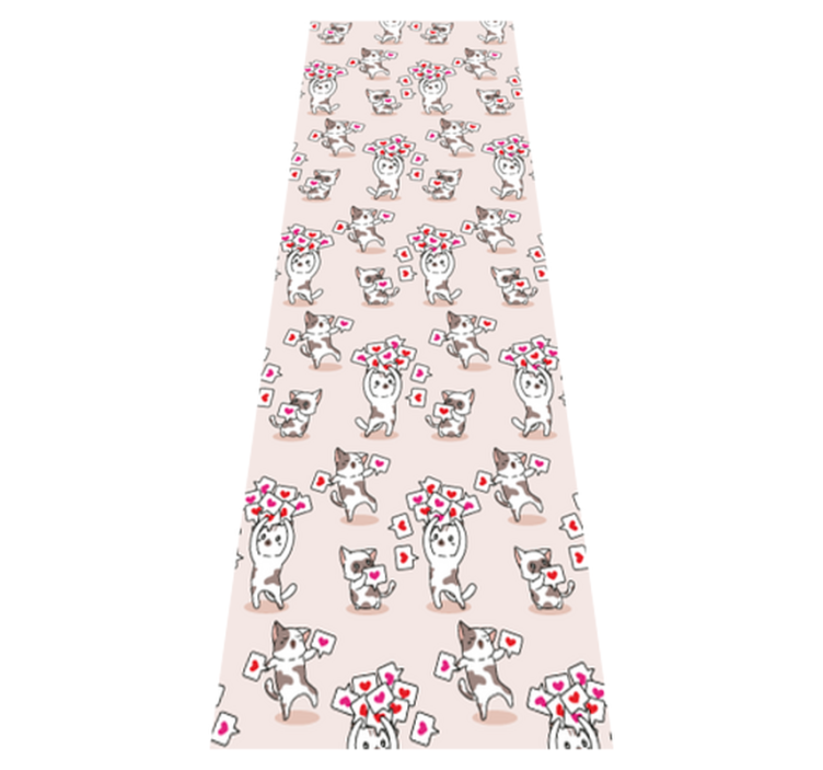 Bedroom vinyl rug with cat heart icons pattern - TenStickers