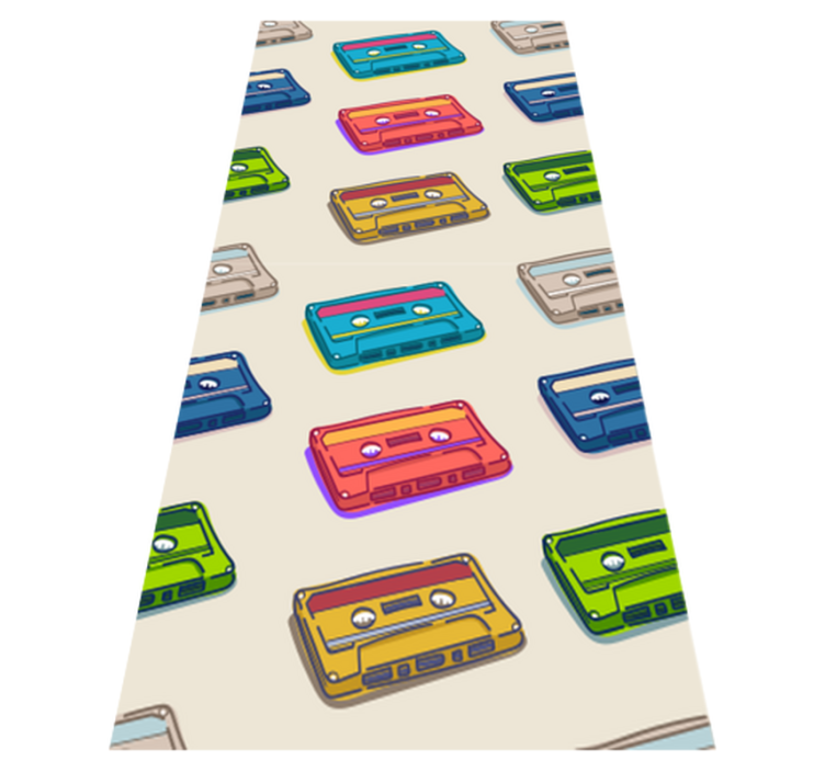 Bedroom vinyl rug with retro multicolored cassette pattern - TenStickers