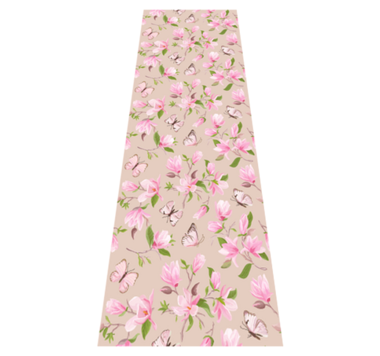 Pink magnolia and butterfly bedroom vinyl rug - TenStickers