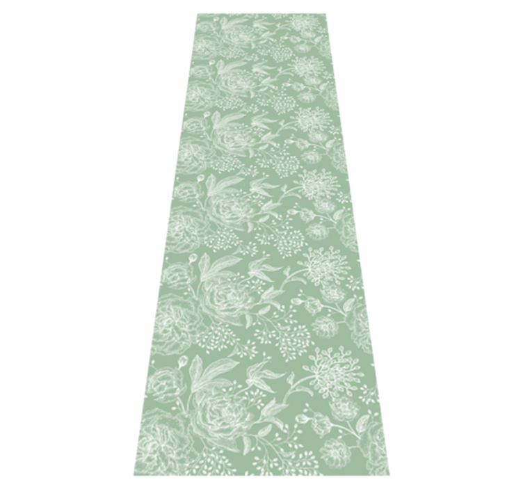 Green floral grandmillenial bedroom vinyl rug - TenStickers