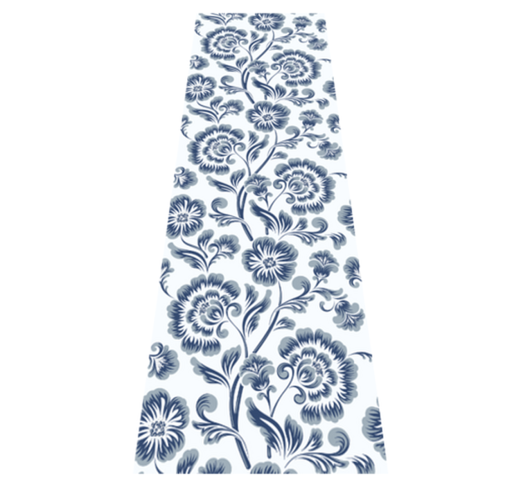 Bedroom vinyl rug with blue flowers grandmillenial pattern - TenStickers