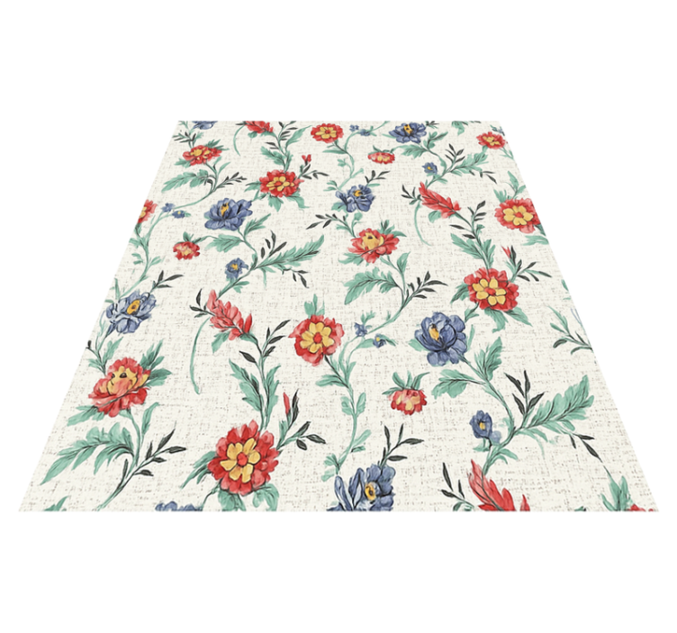 Bedroom vinyl rug with retro floral design - TenStickers
