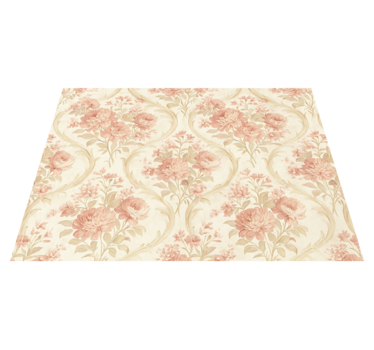 Bedroom vinyl rug vintage light washed floral design - TenStickers