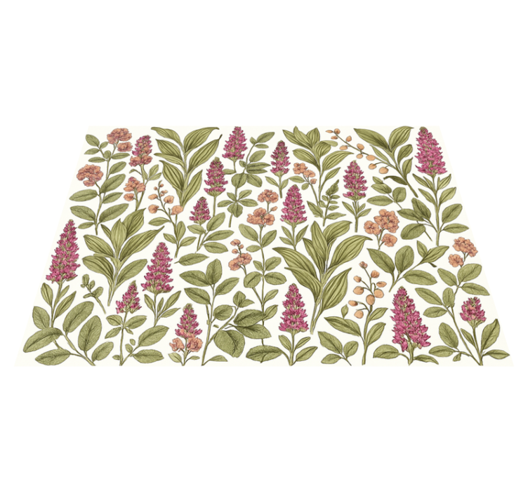 Bedroom vinyl rug in vibrant botanical design - TenStickers