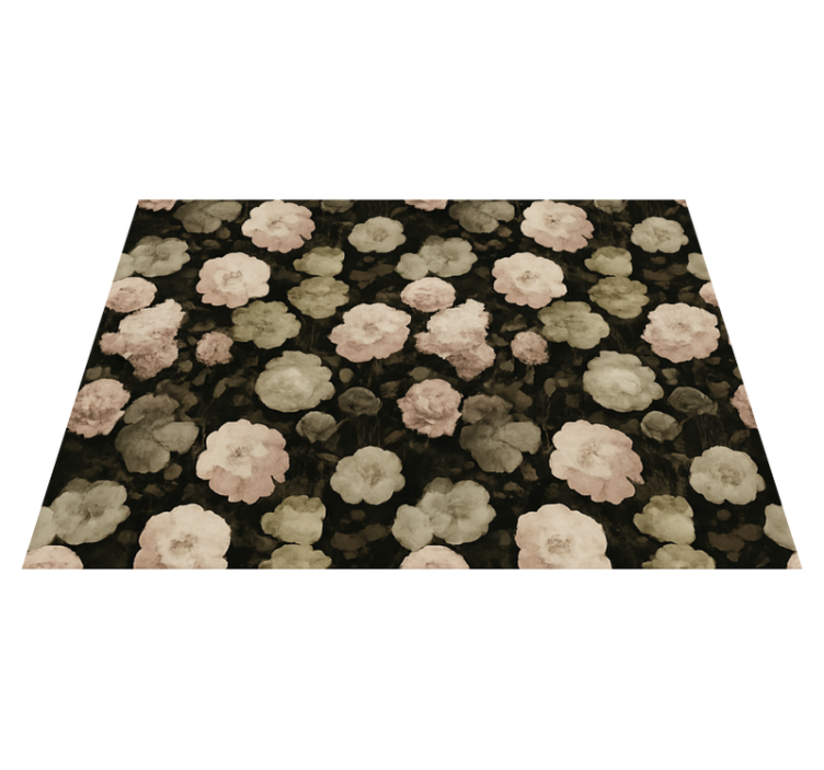 Bedroom vinyl rug dark retro floral design - TenStickers