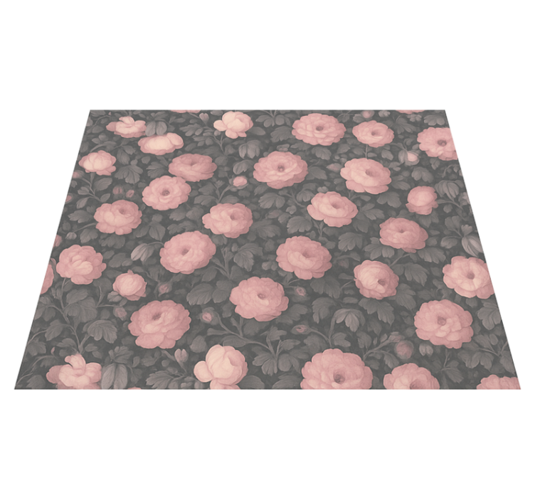 Bedroom vinyl rug in old pink floral design - TenStickers