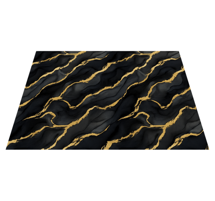 Bedroom vinyl rug in black marble with gold design - TenStickers
