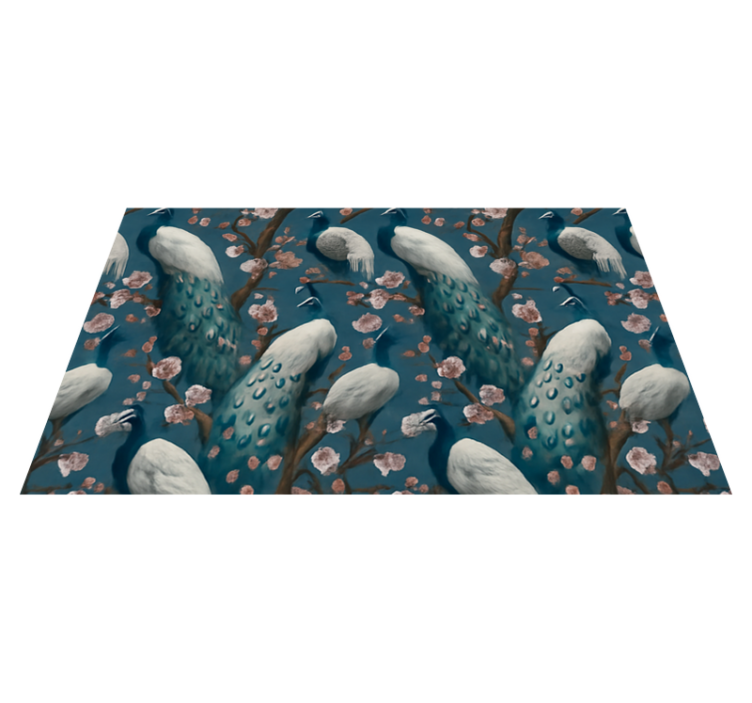 Elegant beautiful peacocks bedroom vinyl rug - TenStickers