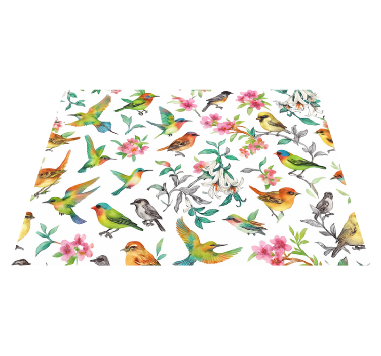 Bedroom vinyl rug colorful nature with birds - TenStickers