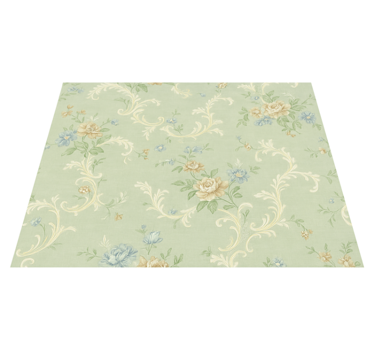 Bedroom vinyl rug with antique floral design - TenStickers