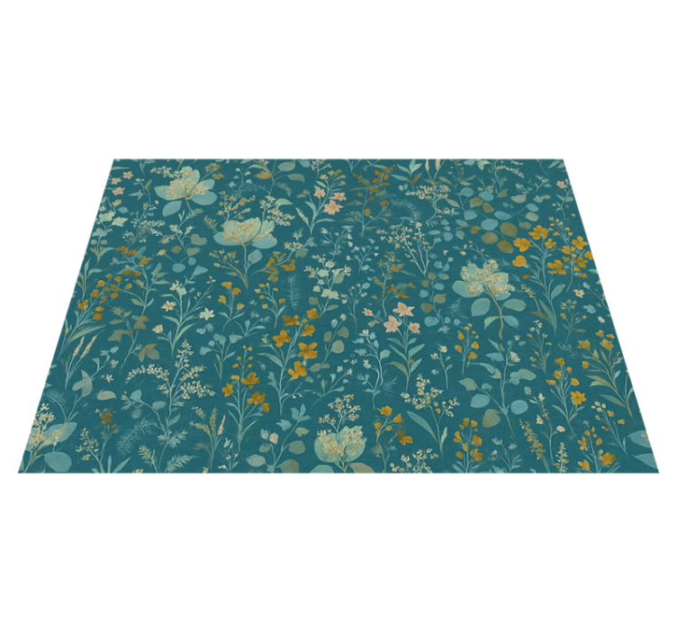 Bedroom vinyl rug in blue vintage floral design - TenStickers