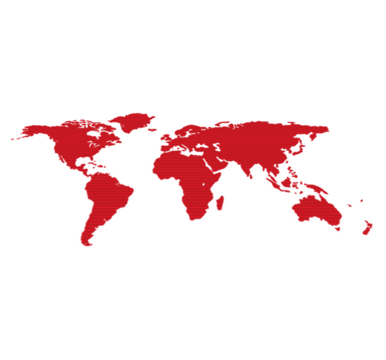 Bedroom vinyl rug red lines world map - TenStickers