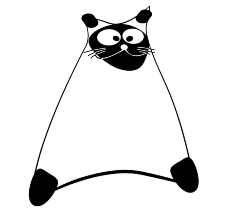 Bedroom vinyl rug white line cat design - TenStickers