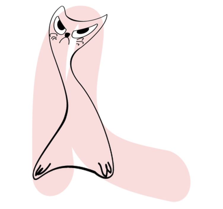 Bedroom vinyl rug pink cat outline design - TenStickers