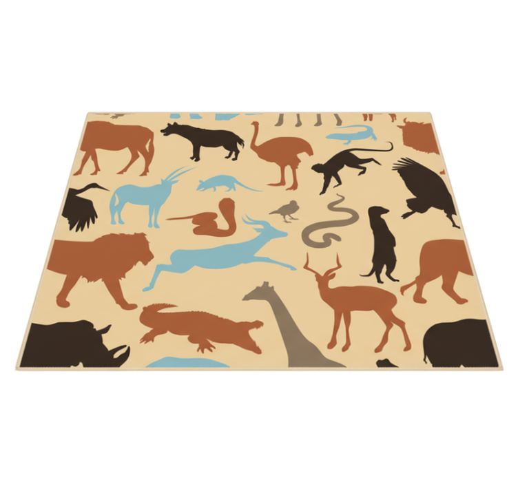 Bedroom vinyl rug silhouette safari animals - TenStickers