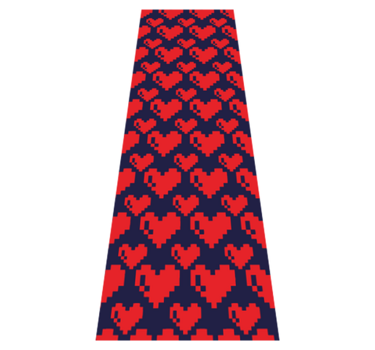 Bedroom vinyl rug with geometric red hearts on blue - TenStickers