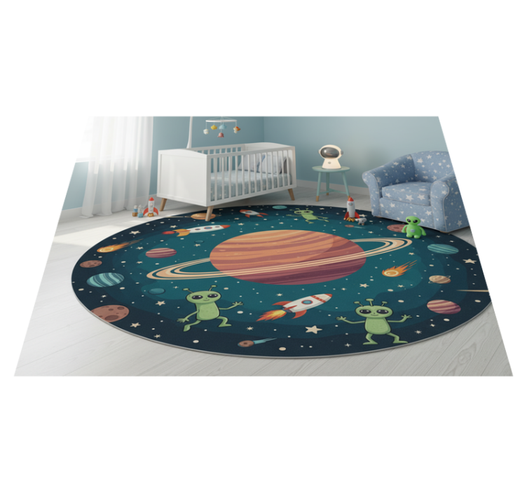 Bedroom vinyl rug with whimsical alien planet design - TenStickers