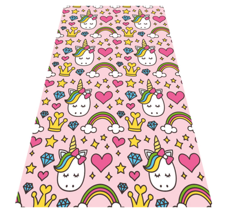 Bedroom vinyl rug with cute rainbows and unicorns - TenStickers
