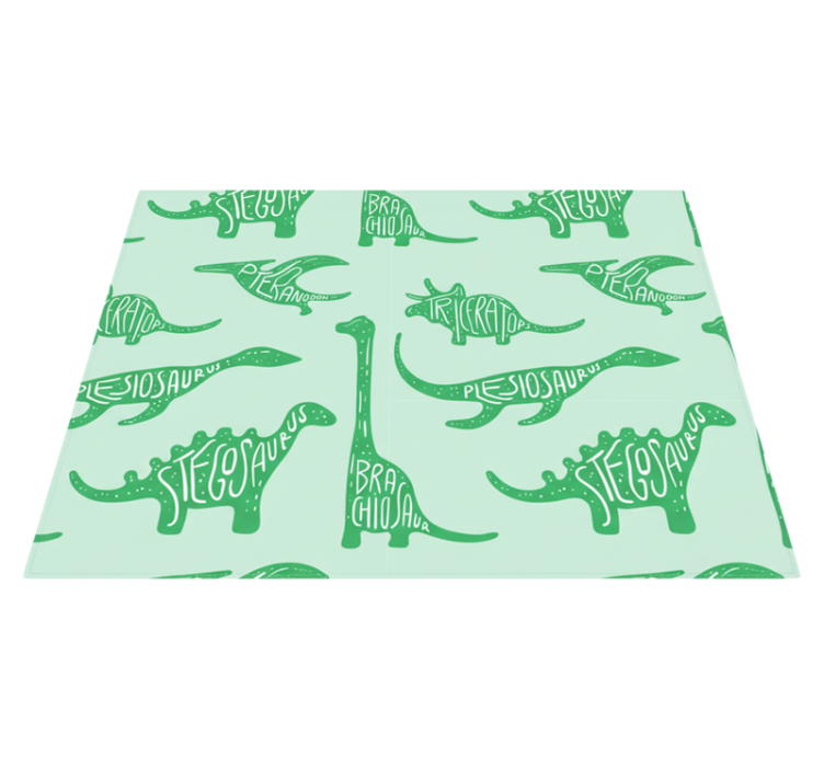 Bedroom vinyl rug with named green dinosaurs - TenStickers