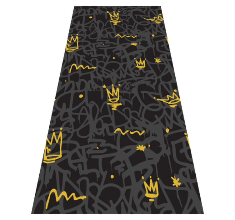 Bedroom vinyl rug black and gold graffiti crown - TenStickers