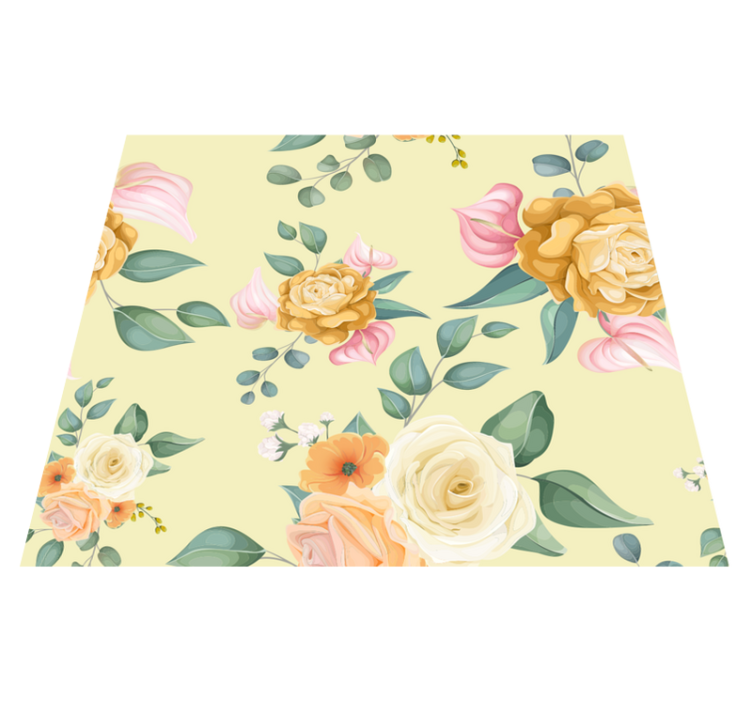 Bedroom vinyl rug with vintage yellow roses design - TenStickers